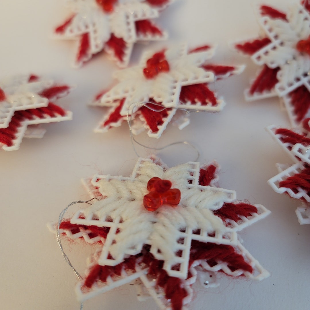 Vintage Christmas Tree STAR Ornaments Crochet LOT of 6 Handmade Crochet