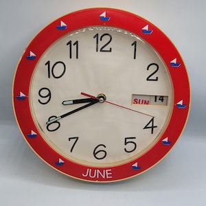 Vintage Perpetual Calendar Clock with 12 Month Rings | Mid Century Wall Clock | Rare Working Retro Plastic Clock