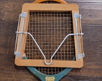 Vintage Wooden Tennis Racket with Press Spalding greenwood