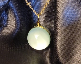 Pendant Glass Necklace Aquamarine