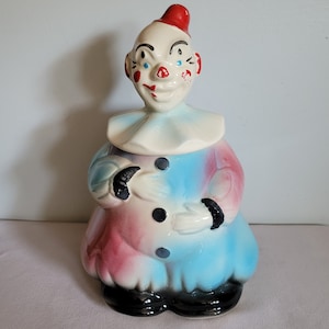 RARE 1940s Cookie Jar Vintage American Bisque Clown Cookie USA