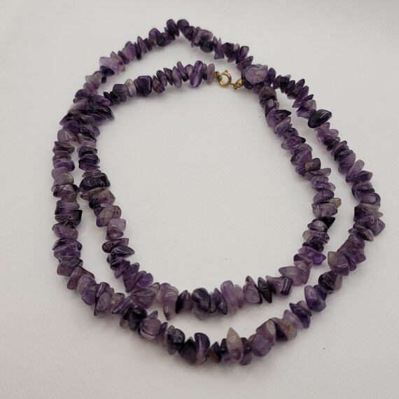 Vintage Amethyst Gemstone Tumbled Beaded Necklace Deep Purple Irregular 15 Spring Ring Clasp Etsy