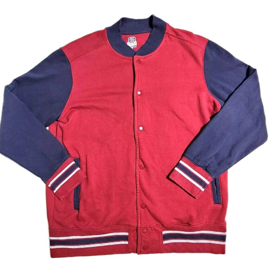 Varsity Jacket Snap Men Size Large Red Blue - Etsy