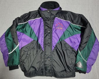 Chaqueta de carreras Choko Colorblock negra y morada de los años 90, talla 16, para moto de nieve para mujer