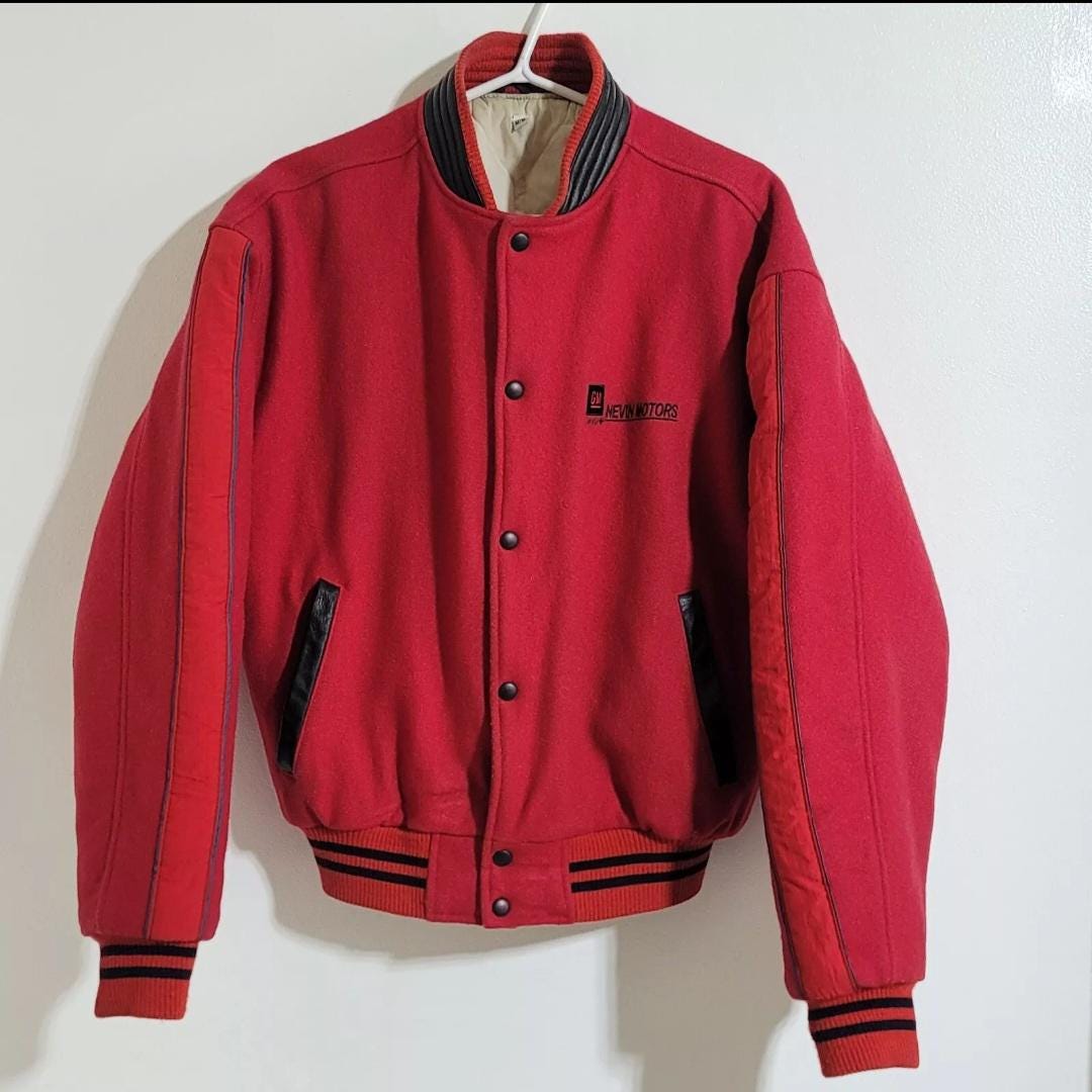 ウールブルゾンvintage wool bomber jacket Vintage Wool Bomber Jacket Vintage 1988 Red Black Chest 46 Inch GM