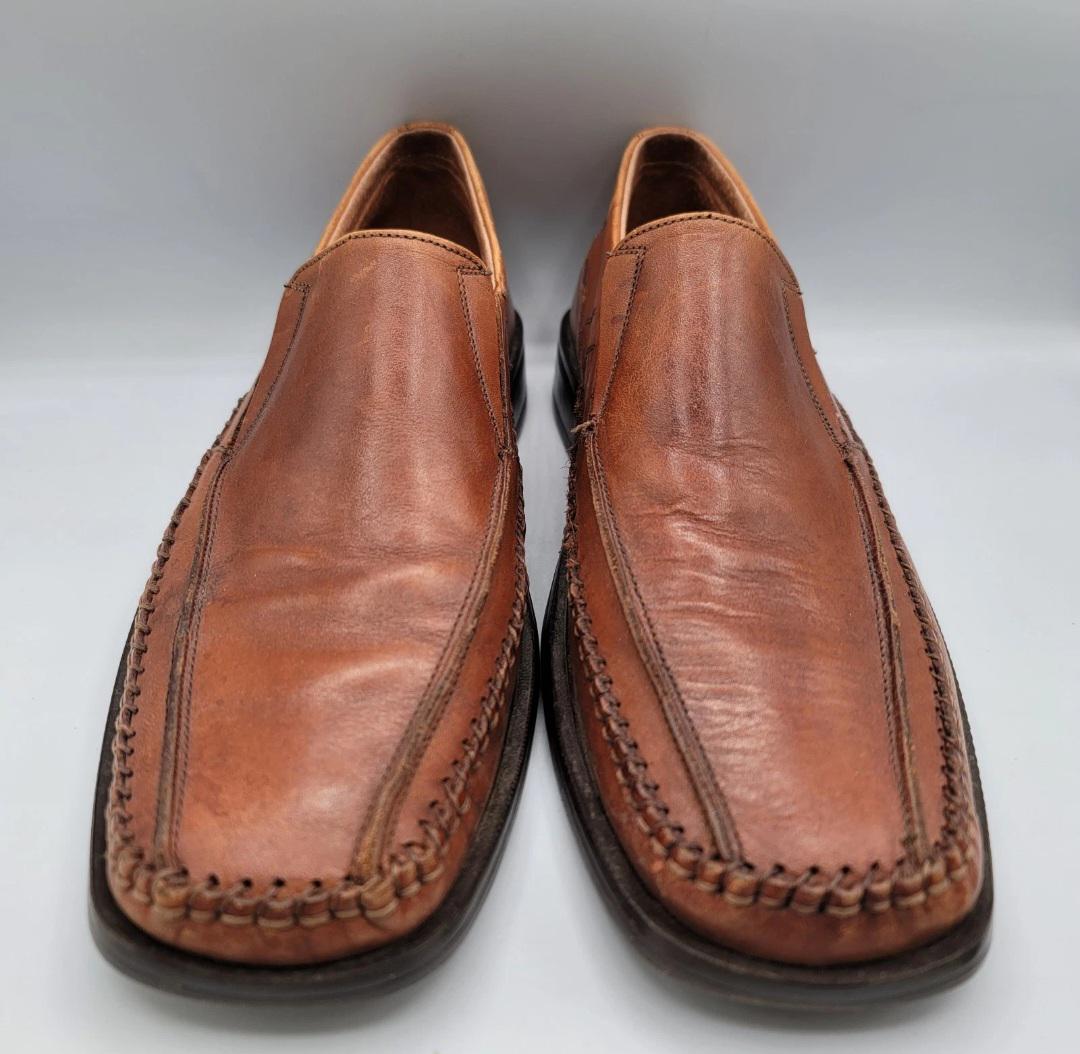 Sears Vintage Loafers Men Size 9.5D Brown Leather Made In Italy Cole Haan Mens Buckle Glossy Brown Loafers Size 9.5 D Made  main image 4