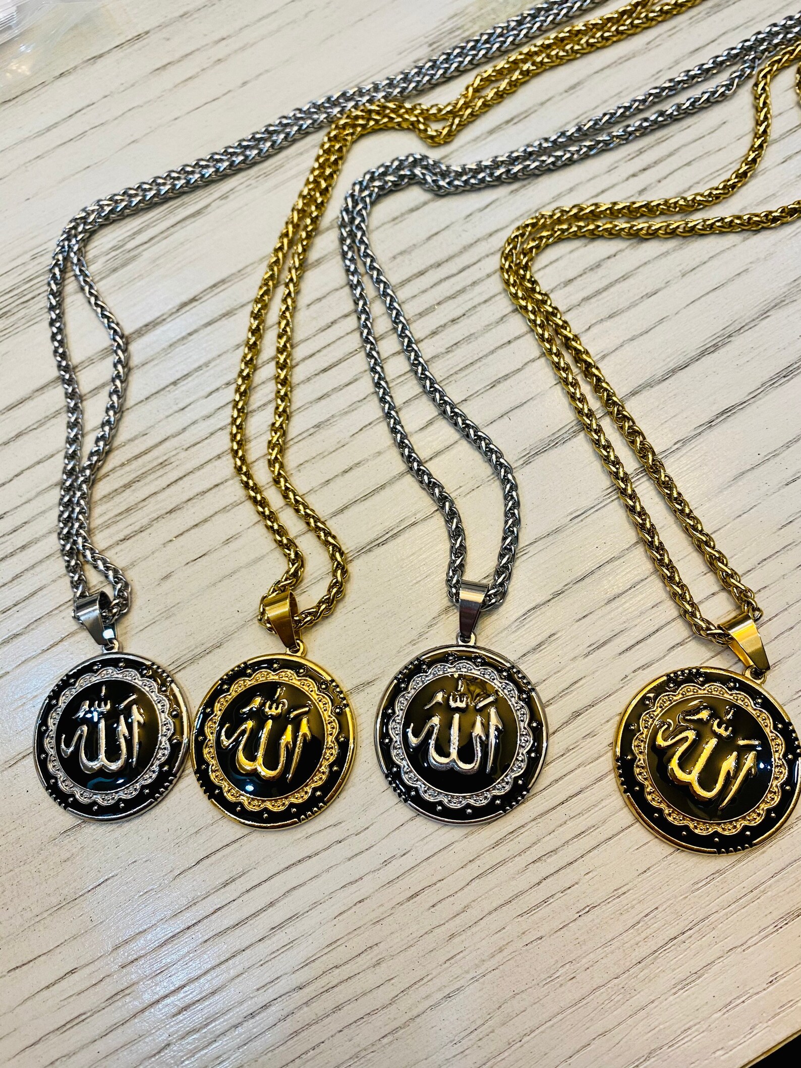 Gold Unisex Islamic Pendant W/Chain Etsy