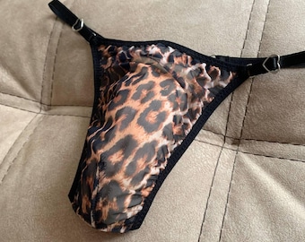 Men&#39;s leopard thongs | luxury men’s thong | Mesh men’s soft thong| Naked men&#39;s thong| A gift for him  | Transparent Underwear |  For Men