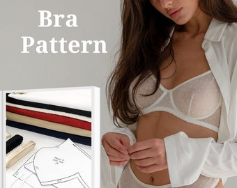 Instant Download PDF Size 75A lingerie sewing pattern for an underwire bra Bra pattern pdf pattern Bra making .Bra sewing video tutorial