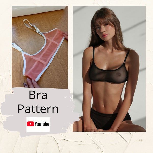 BH Schnittmuster pdf Dessous Schnittmuster pdf BH Schnittmuster Bralette Schnittmuster PDF Sofort Download Größe XS-L BH Top