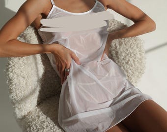 Mesh See through babydoll, See thru nightgown, Valentines day gift, See through night dress, Womens sheer nightgown, Negligee see through