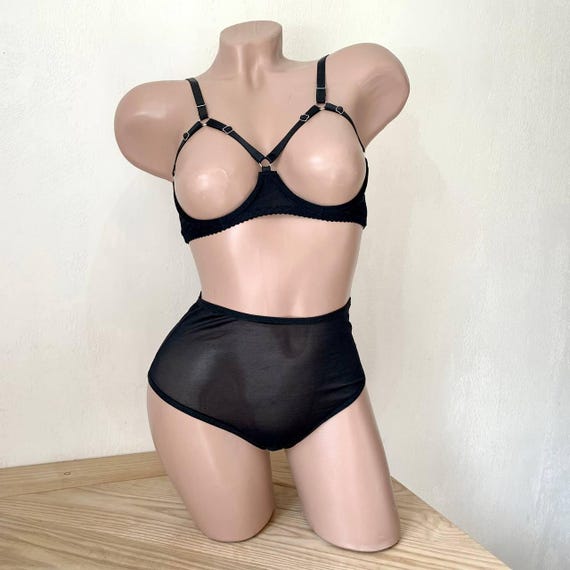 sexy lingerie shelf bra Stunning Black Lace Shelf Bra Set main image 1