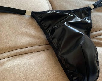 Men's lacquered thongs | luxury men’s thong | Mesh men’s sexy thong| Naked men's thong| A gift for him  | Transparent Underwear |  For Men