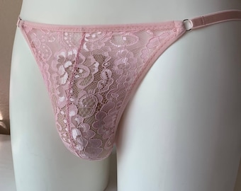 Men's Thongs | Lace Men's Soft Thongs | Pink Lace Men's Soft Thongs |Exotic Sheer Thongs |High Quality Bikini Thong Gift Set .A gift for him