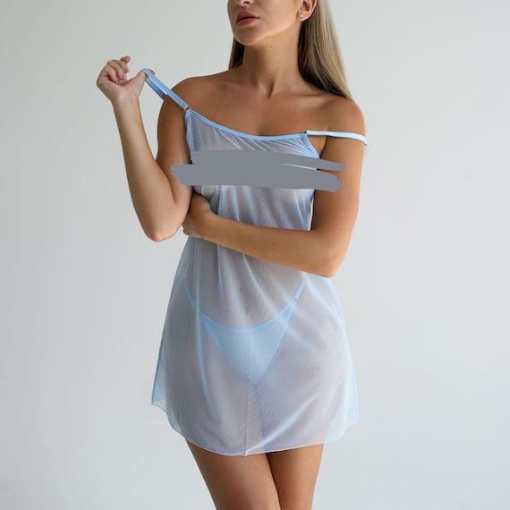 Blue Transparent Nightgown, See Through Night Dress, Green Night Dress,sheer  Negligee, Sheer Clothing, Negligee See Through, Sheer Nightgown - Etsy