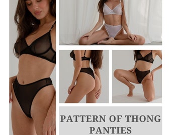 Patterns of thong panties Size M, L, XL  PDF file, instant download