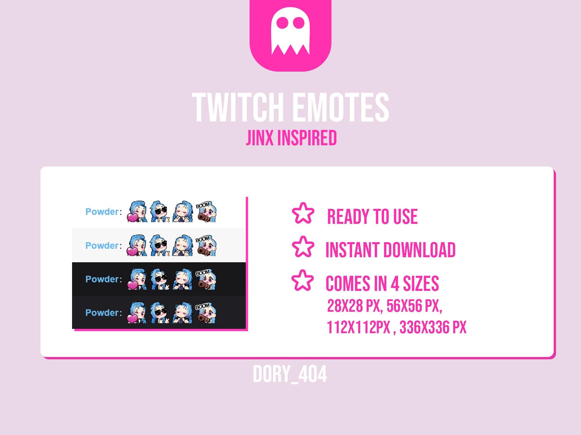 Jinx Inspired Twitch Emotes | League of Legends Streamer Pack (digital ...