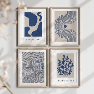Cobalt Shore Collection - Coastal Blue Art Prints | Contemporary Minimalist Decor | Instant Download