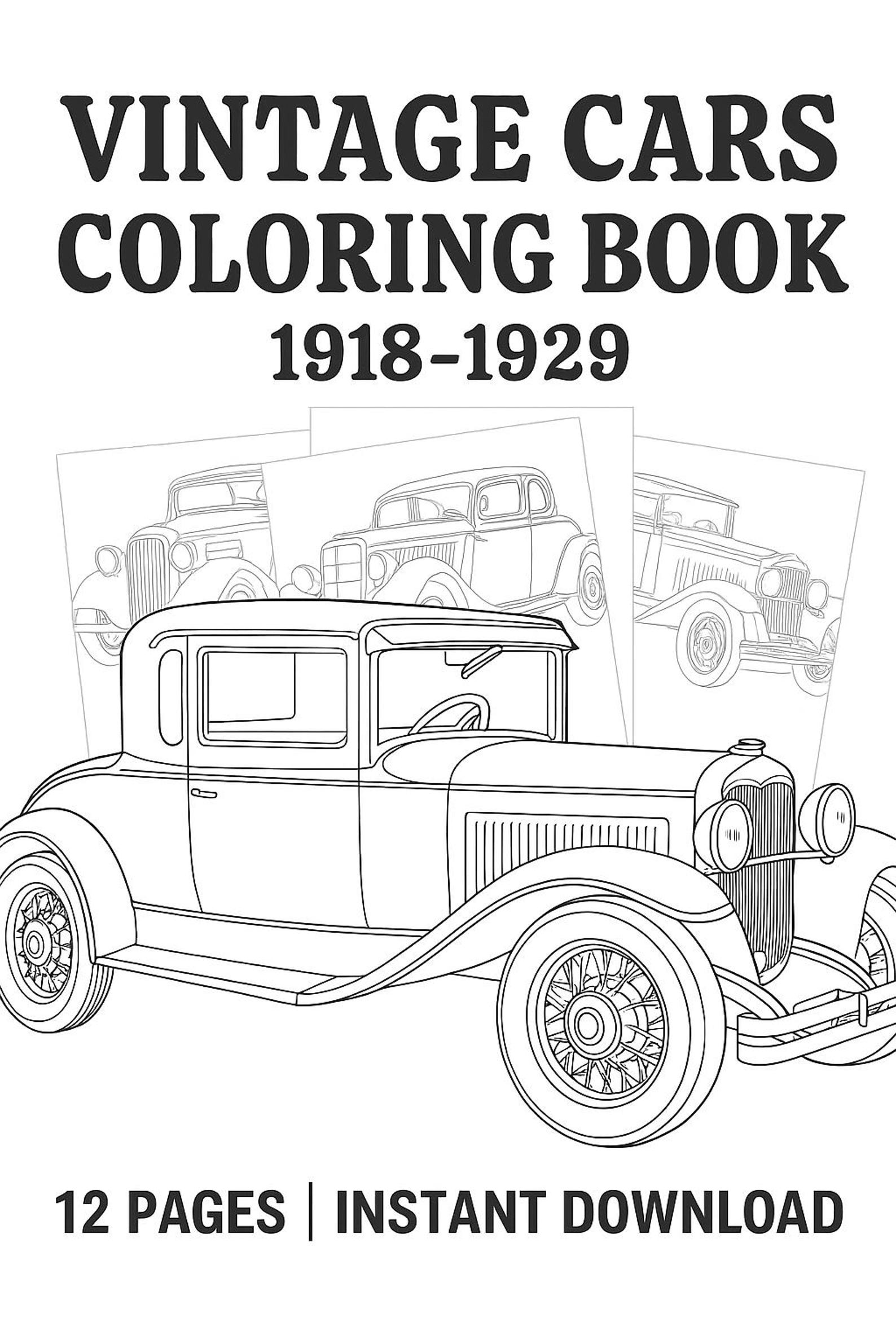 1920s Car Coloring Book - Hot Rods - Vintage Cars - Etsy