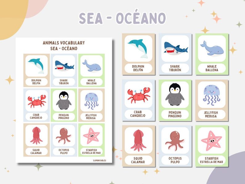 Bilingual Animal Printable Flashcards | English Spanish Vocabulary ...