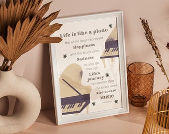 Motivational Piano Quote Print, Quote Wall Art, Downloadable Prints, Wall Decor, Large Printable Art, Digital Print