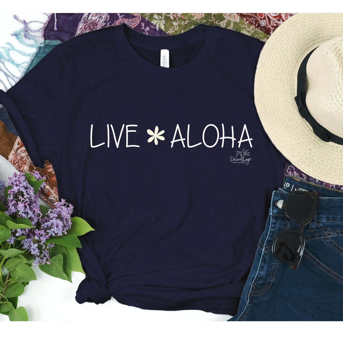 LIVE ALOHA, TSHIRT Hawaiian Style Sayings Tshirt, Aloha Tshirt, Hawaii Tshirt, Positive