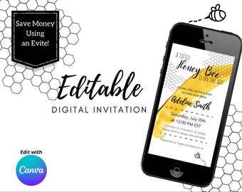 A Little Honey Bee Baby Shower Invitation, Gender Neutral Baby Shower Electronic Invite, Digital Baby SHower Invite