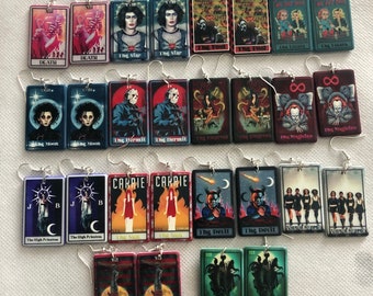 Double sided horror, movie, tarot, card, earrings