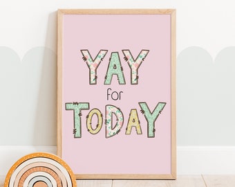 Yay for Today Floral Alphabet Wall Print - Back to School Decor for Kids and Teens