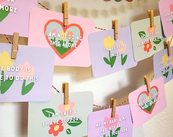 Pregnancy and Birth Affirmation Cards, Positive Affirmations, Hypnobirthing, Baby Shower Gift, Pregnancy Gift, Pregnancy Card Set