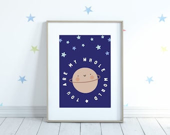 Loved Print, Moon and Stars Wall Art, Kids Affirmations, Nursery Wall Art, Kids Room, Scandi Boho Nursery, Baby Shower Gift, Quotes For Kids