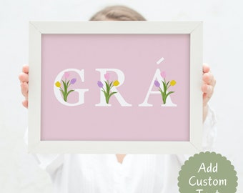 Grá Wall Print, Irish Art, Gaeilge, Irish Language, Personalised Wedding Gift, Custom Love Print Made in Ireland