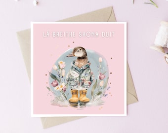 Duck Birthday Card As Gaeilge, Irish Duck Birthday Card, Lá Breithe Shona Duit