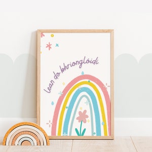 Lean Do Bhrionglóidí Wanddruck, Folge Deinen Träumen, Gaeilge, Irish, Kids Affirmation Wandkunst, Kinderzimmer, Mädchen Schlafzimmer, Spielzimmer, Regenbogen
