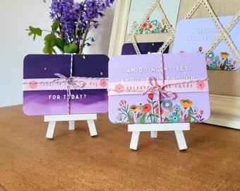 Daily Mindfulness Set - Affirmations & Gratitude Cards, Positive Card Deck, Self Care Gift, Wellbeing Bundle