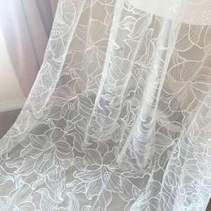 Florence Floral Wedding Veil - Embroidered Veil - Cathedral Veil - Floral Lace Wedding Veil - Floral Embroidery Veil - Extra Long Lace Veil