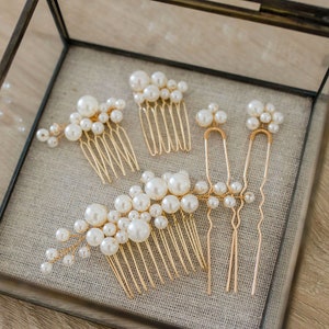Pearl Hair Comb Set - 5 Piece Pearl Hair Pins - White Pearl Hair Pins - Wedding Pearl Hair Piece - Pearl Bridal Hair Accessory