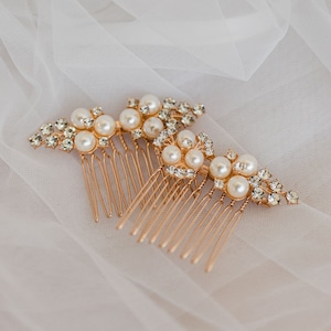 Vintage Bride Pearl Hair Comb Set - Set of Two Pearl & Crystal Hair Combs - Pearl Accessory - Gold Pearl Hair Comb - Silver Pearl Hair Comb