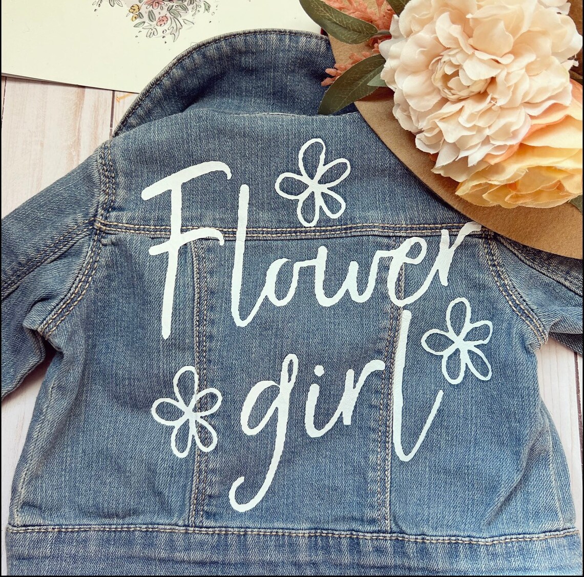 Flower Girl Denim Jacket Flower Girl Gift Flower Girl Etsy