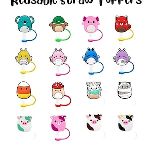 Straw Topper: Squish Straw Caps,  Tumbler Straw Cover, Squishy Dust Caps