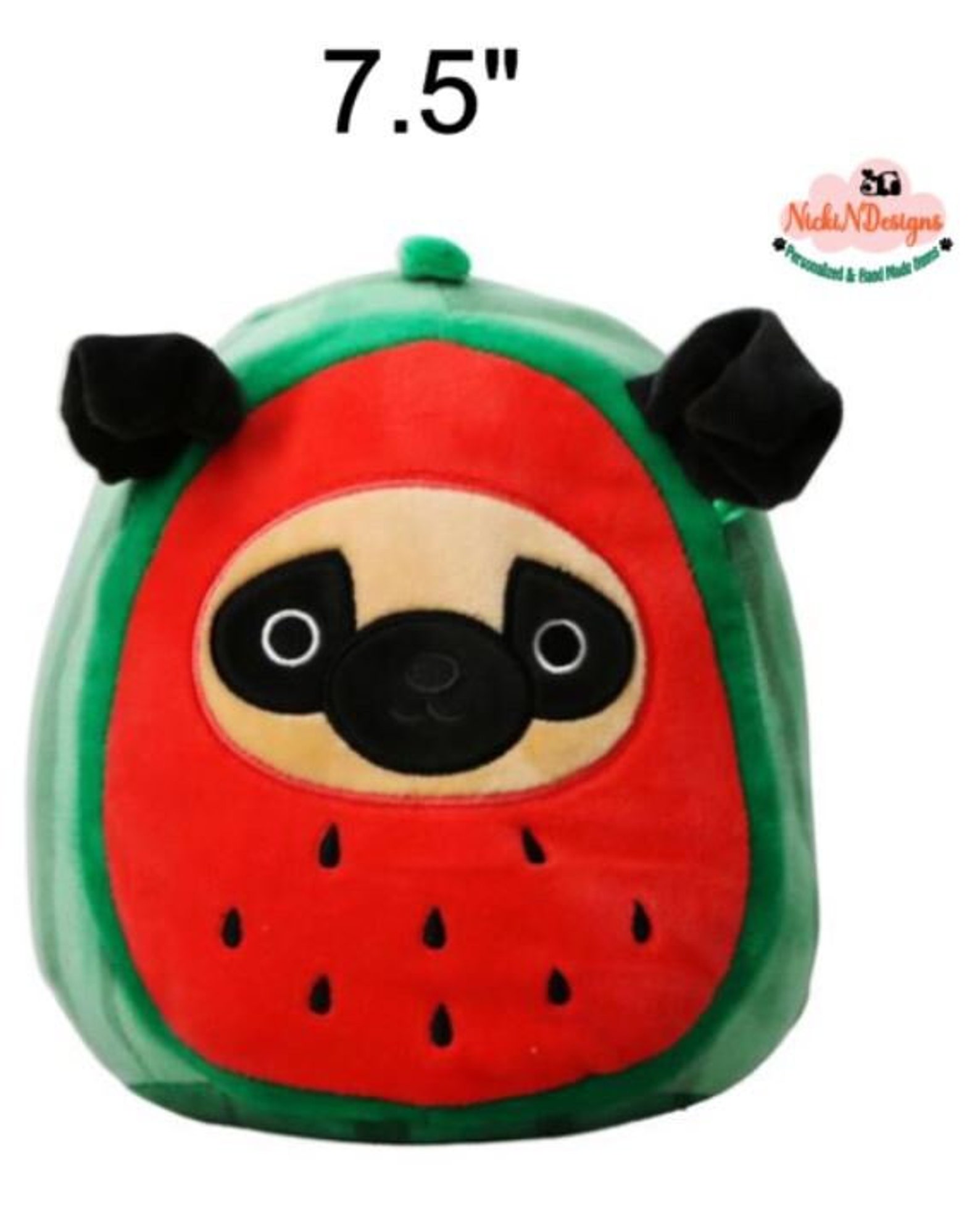 Squishmallow Prince the Pug in Watermelon Costume Fruit Etsy