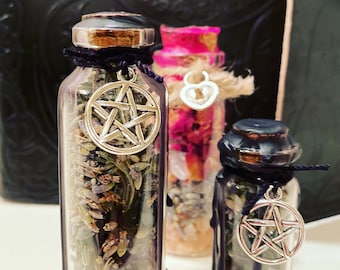 Handmade Witchcraft Spell Jar Kit, Intention Bottle, Altar Gift Set