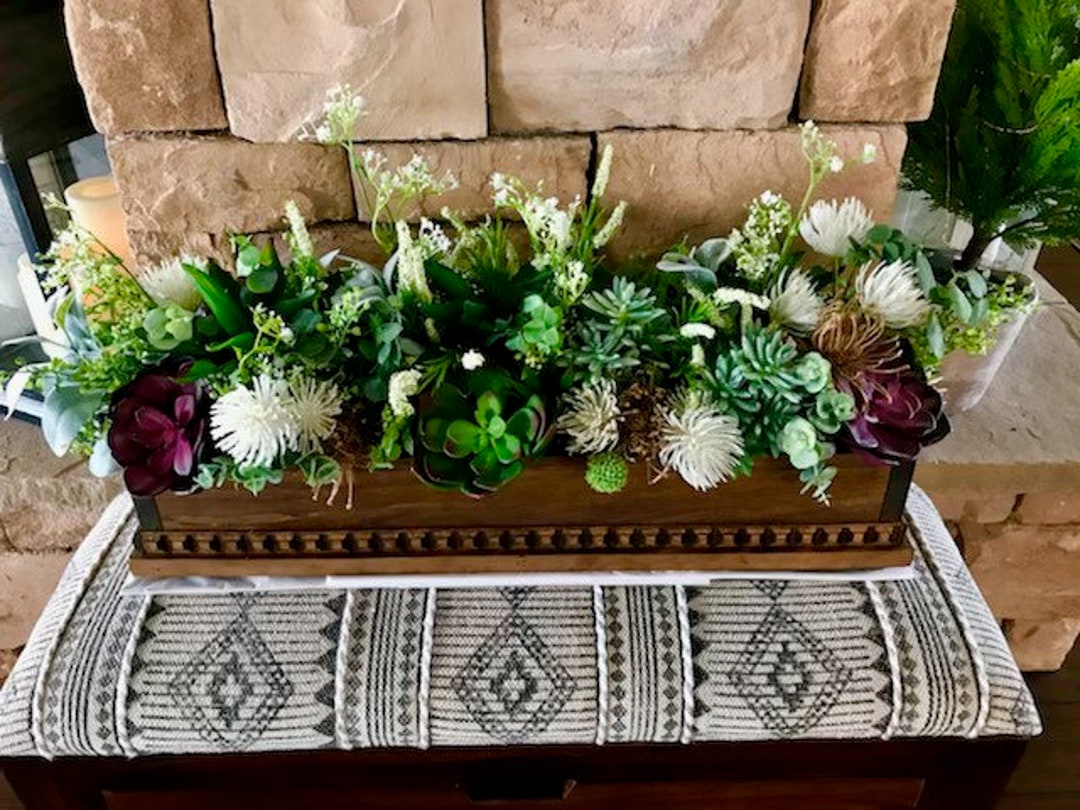 Artificial Flower Floral Arrangement Planter Box Etsy