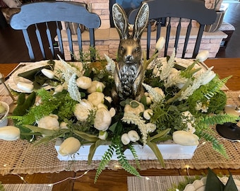 Spring floral centerpiece - made to order and each varies slightly. Rabbits also vary by style.