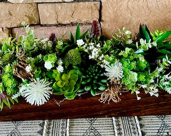 24 inch succulent, greenery hand made box.
