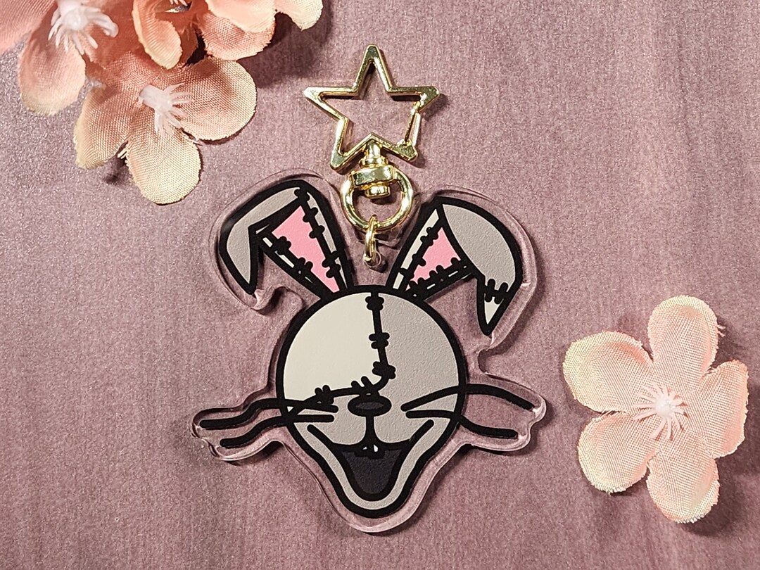 Stitched Rabbit Head Keychain - Etsy