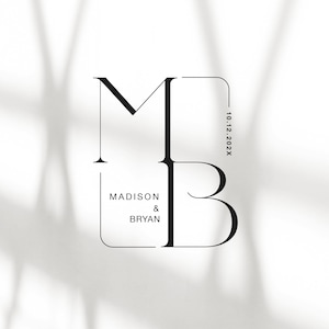 Monograma de boda moderno prediseñado, diseño de logotipo de boda minimalista elegante, logotipo de pareja, monograma, diseño de boda, logotipo para guardar la fecha