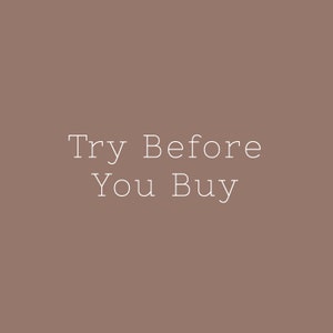 Könnte beinhalten: Textgrafik auf braunem Hintergrund mit dem Text "Probieren Sie es vor dem Kauf aus".