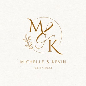 Elegant Wedding Monogram, Premade Wedding Logo Design, Wedding Invitation, Couple Logo, Monogram, Wedding Design, Save The Date Logo image 2
