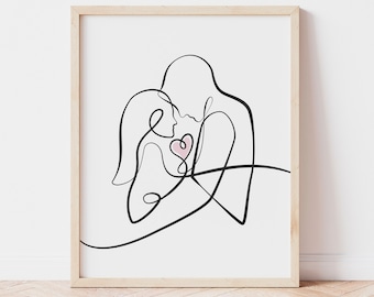 Paar Abstrakt Linie Kunst, druckbare Wandkunst, Wandkunst, Wohnzimmer, Küche, Bilderrahmen Display, Linie Zeichnung, minimalistisches Design